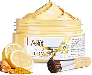 ANAI RUI Vitamin C Face Mask with Turmeric and Kaolin Clay for Dark Spots, Dull Skin, Skincare Facial Mask for Refining Pores and Controlling Oil, Smooth & Radiant Skin, 4.23 OZ