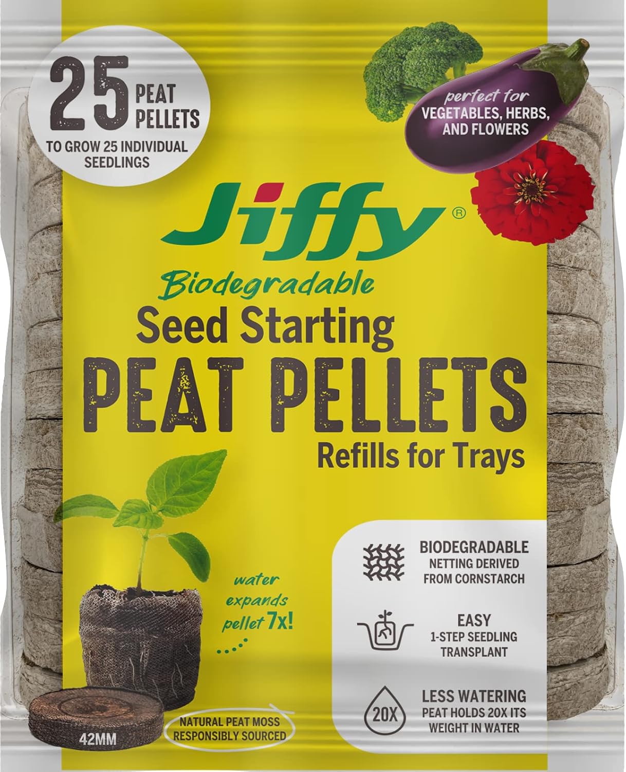 Jiffy J4REFILL Peat Pellets, 42 mm, Brown