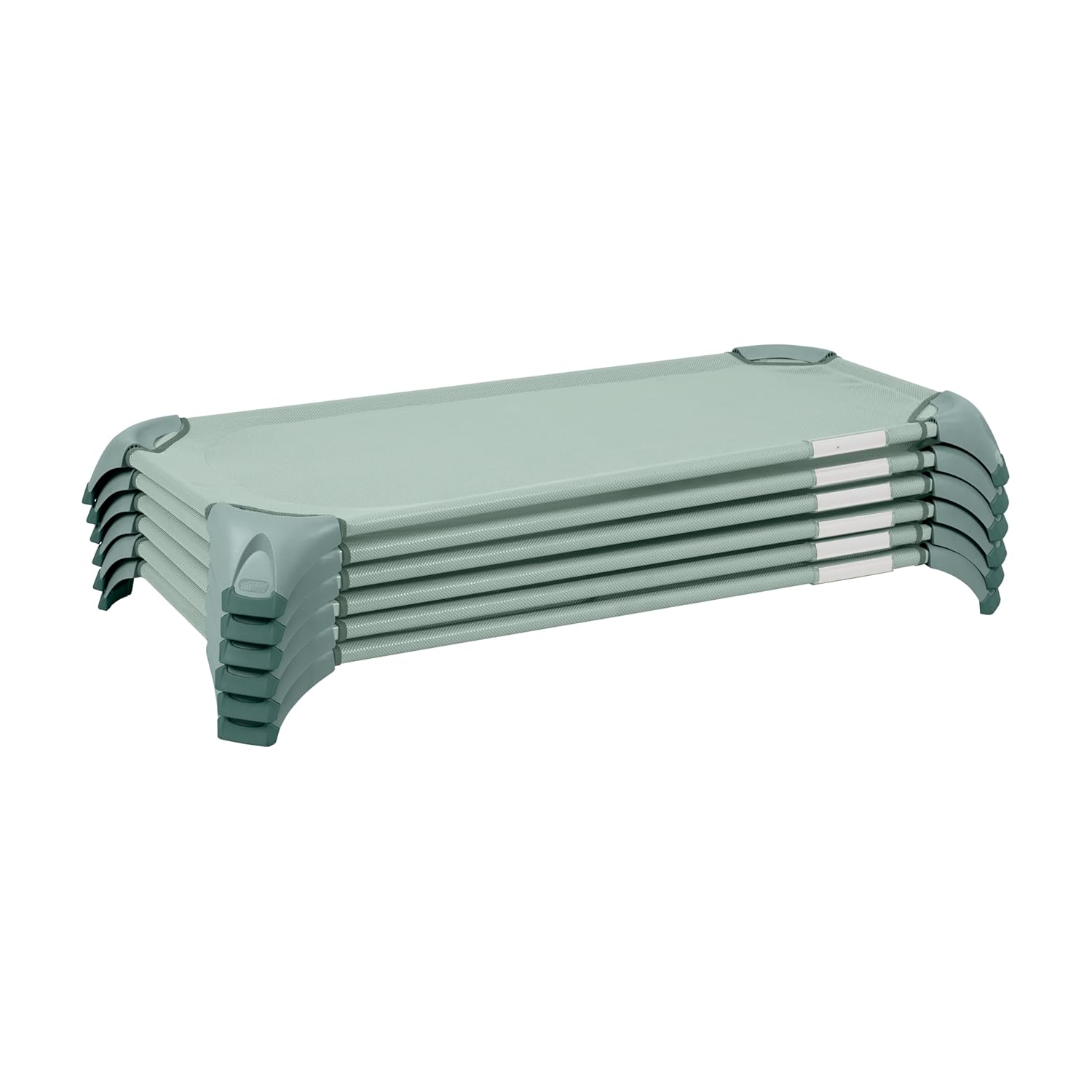 ECR4Kids Stackable Cozy Cot with Storage, Classroom Furniture, Sage, 6-Pack