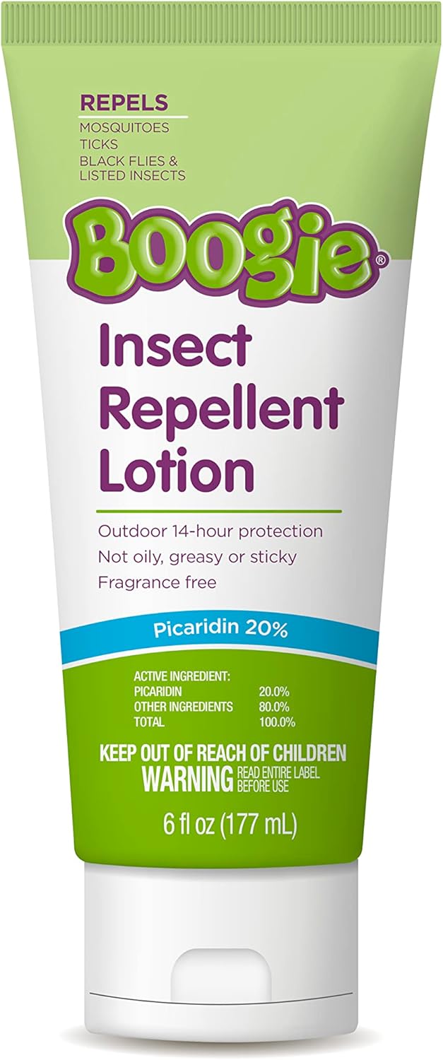 Boogie Insect Repellent Lotion, Keep Mosquitoes, Ticks and Flies Off, DEET Alternative Repellent, Up to 14-Hour Protection, Fragrance-Free, Odorless Lotion, 6 Ounce