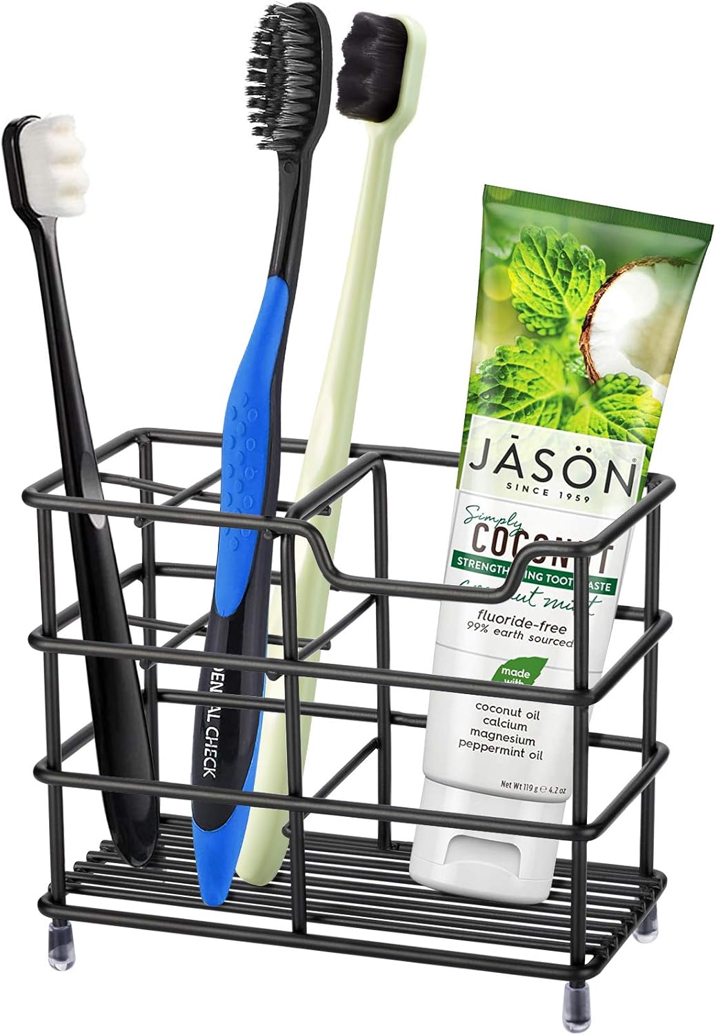 Urbanstrive 304 Stainless Steel Bathroom Toothbrush Holder Toothpaste Holder Stand Bathroom Accessories Organizer, Black