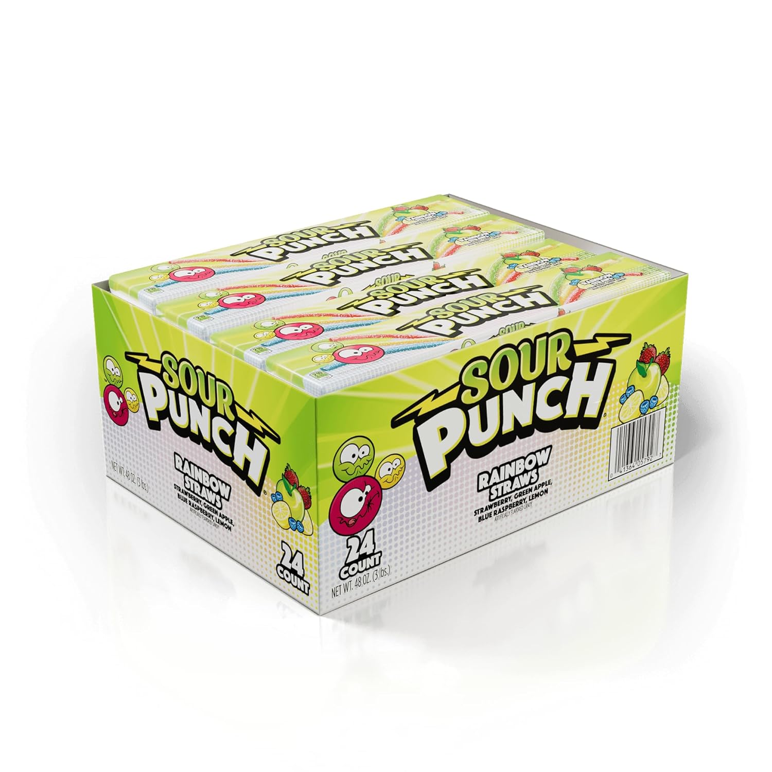 Sour Punch Rainbow Sour Straws, 2 Ounce (Pack of 24)