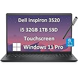Dell Inspiron Touchscreen Laptop (15.6" FHD Touch, Intel Core i5-1155G7, 32GB RAM, 1TB SSD) for Business, Students, Enterprises, Numeric Keypad, Narrow-Bezel, Webcam, Win 11 Pro S Mode, Carbon Black