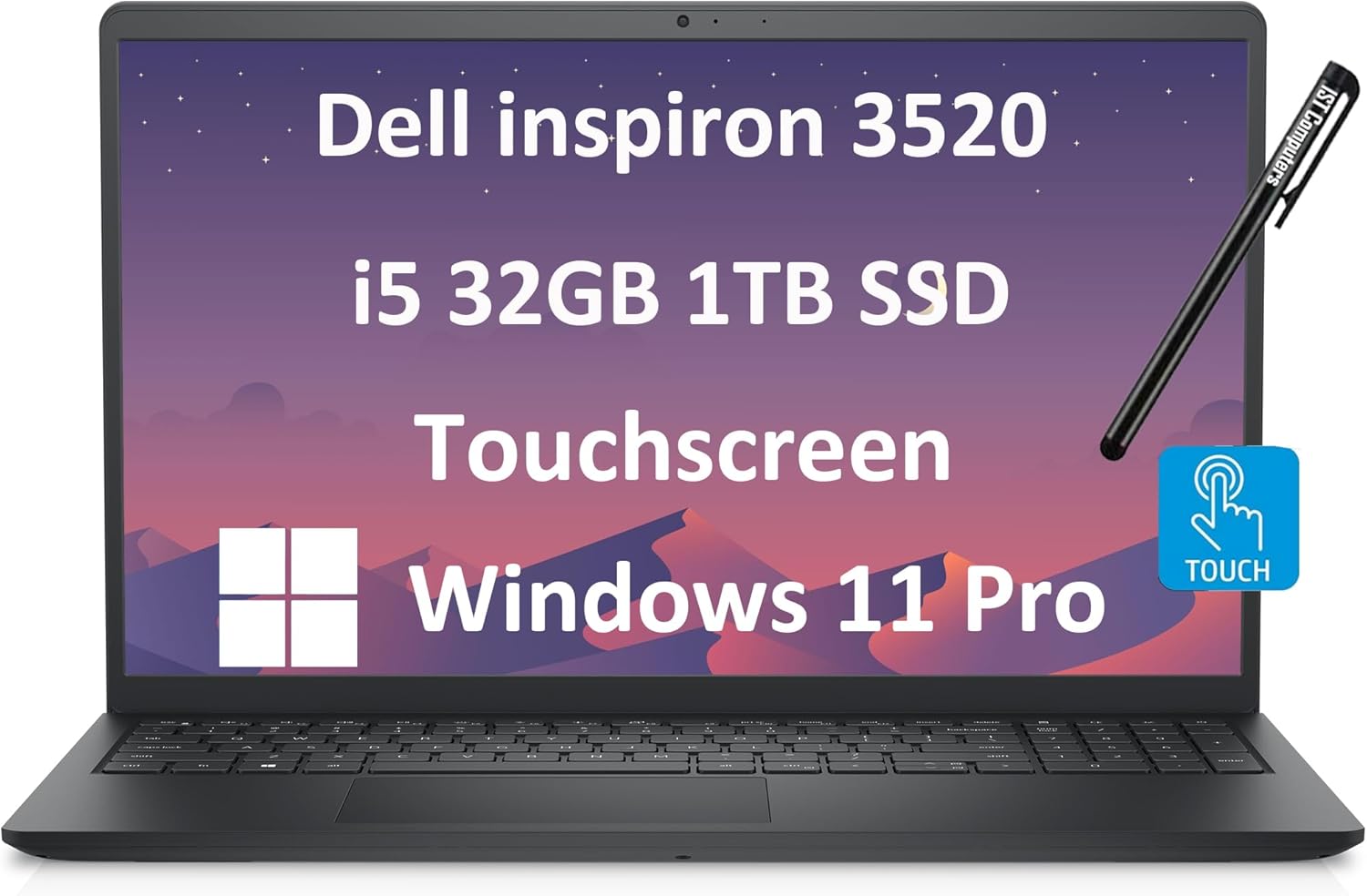 Dell Inspiron Touchscreen Laptop (15.6" FHD Touch, Intel Core i5-1155G7, 32GB RAM, 1TB SSD) for Business, Students, Enterprises, Numeric Keypad, Narrow-Bezel, Webcam, Win 11 Pro S Mode, Carbon Black