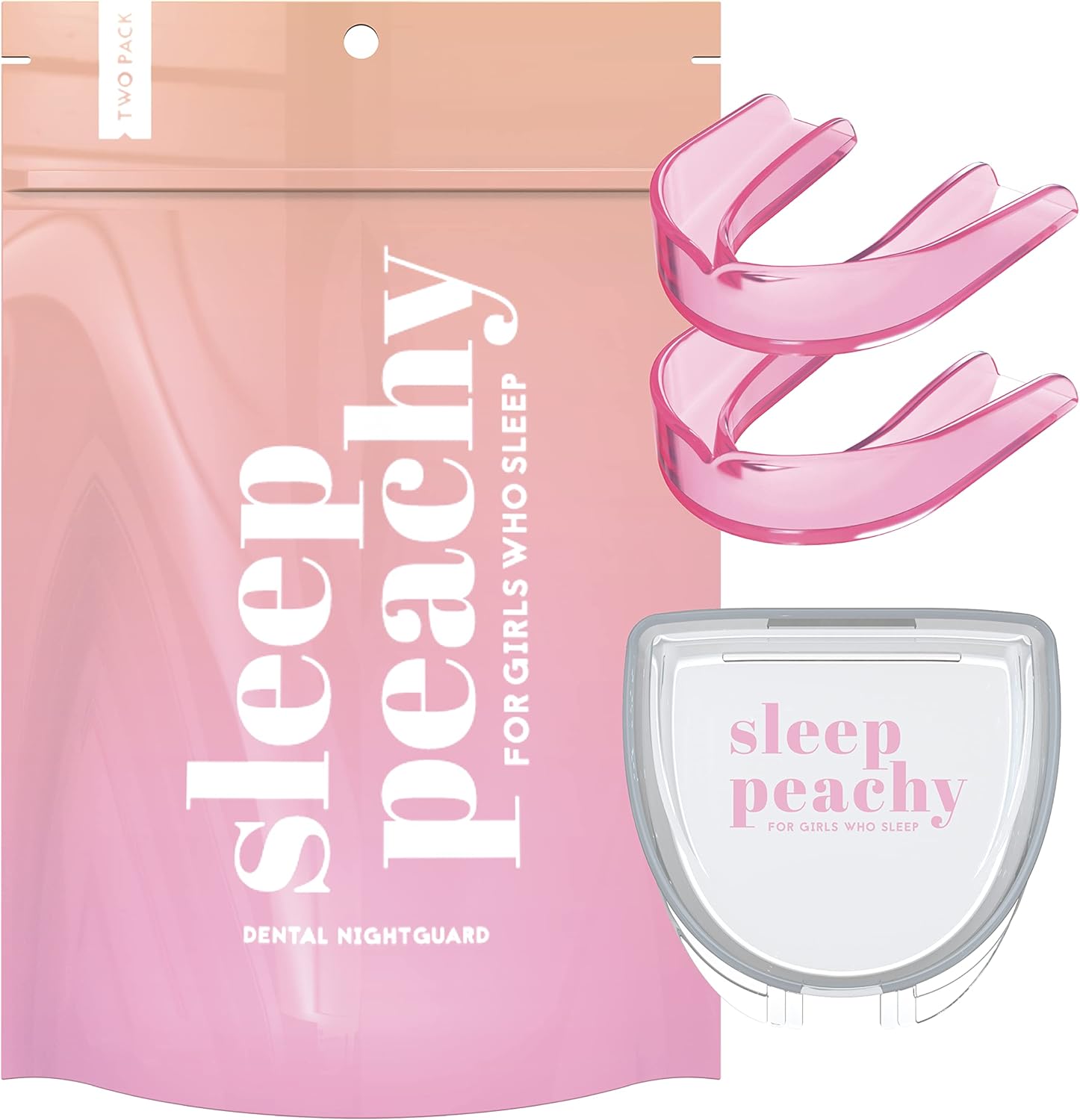 Sleep Peachy Night Guard for Women - Pack of 2 Mouth Guard for Teeth Grinding, Clenching and Bruxism (Pink)