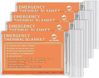 Emergency Mylar Thermal Blankets -Space Blanket Survival kit Camping Blanket (4-Pack). Perfect for Outdoors, Hiking, Survival, Bug Out Bag ，Marathons or First Aid 1