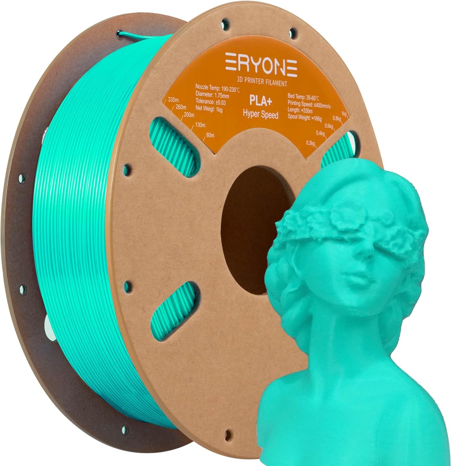 ERYONE High Speed PLA Plus Filament 1.75mm +/- 0.03mm, Rapid PLA+ Filament for Fast Printing, 30-500mm/s 3D Printing Filament Fit Most FDM Printer, 1kg (2.2LBS)/Spool, Mint Green
