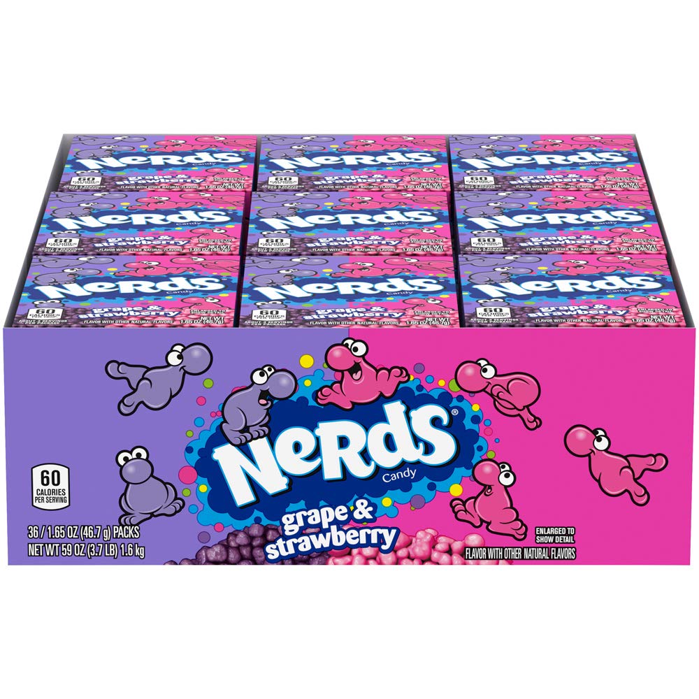 Nerds Grape & Strawberry Candy 1.65 Ounce, Pack of 36