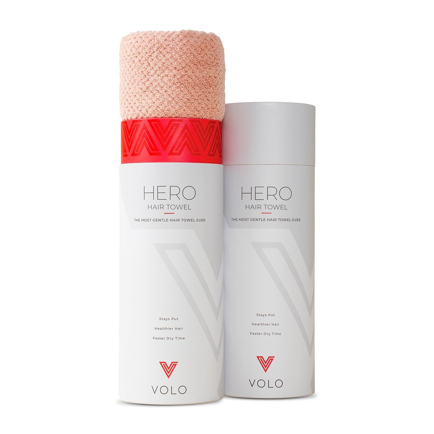 VOLO Super Hero XL Hair Towel | Super Absorbent Quick Dry Nanoweave | Reduces Dry Time by 50% | Large Wrap for All Hair Types (Super Hero Cloud Pink - Tube)