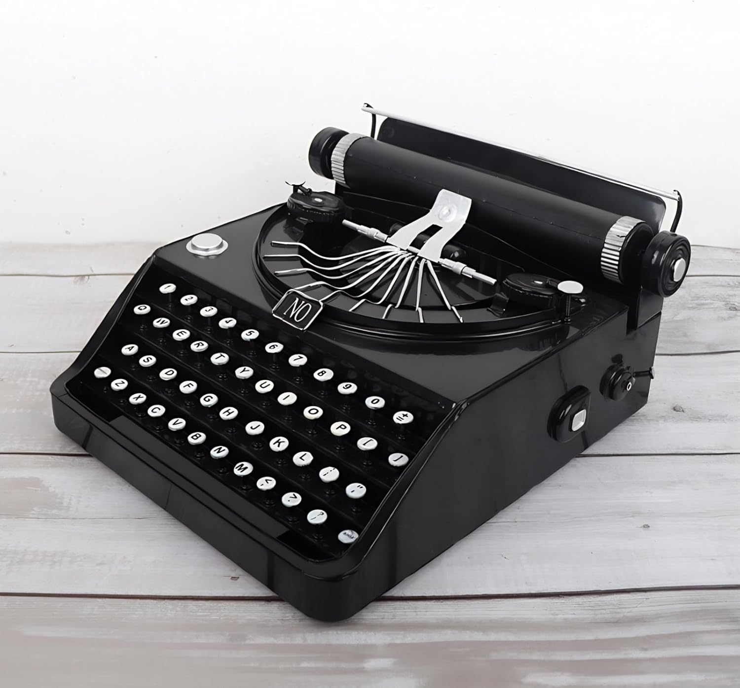 Antique Typewriter Model, Practical Stress Reliever Retro Vintage Portable Manual Props Model, Decoration Ornaments for Home, Thoughtful Gifts, Black