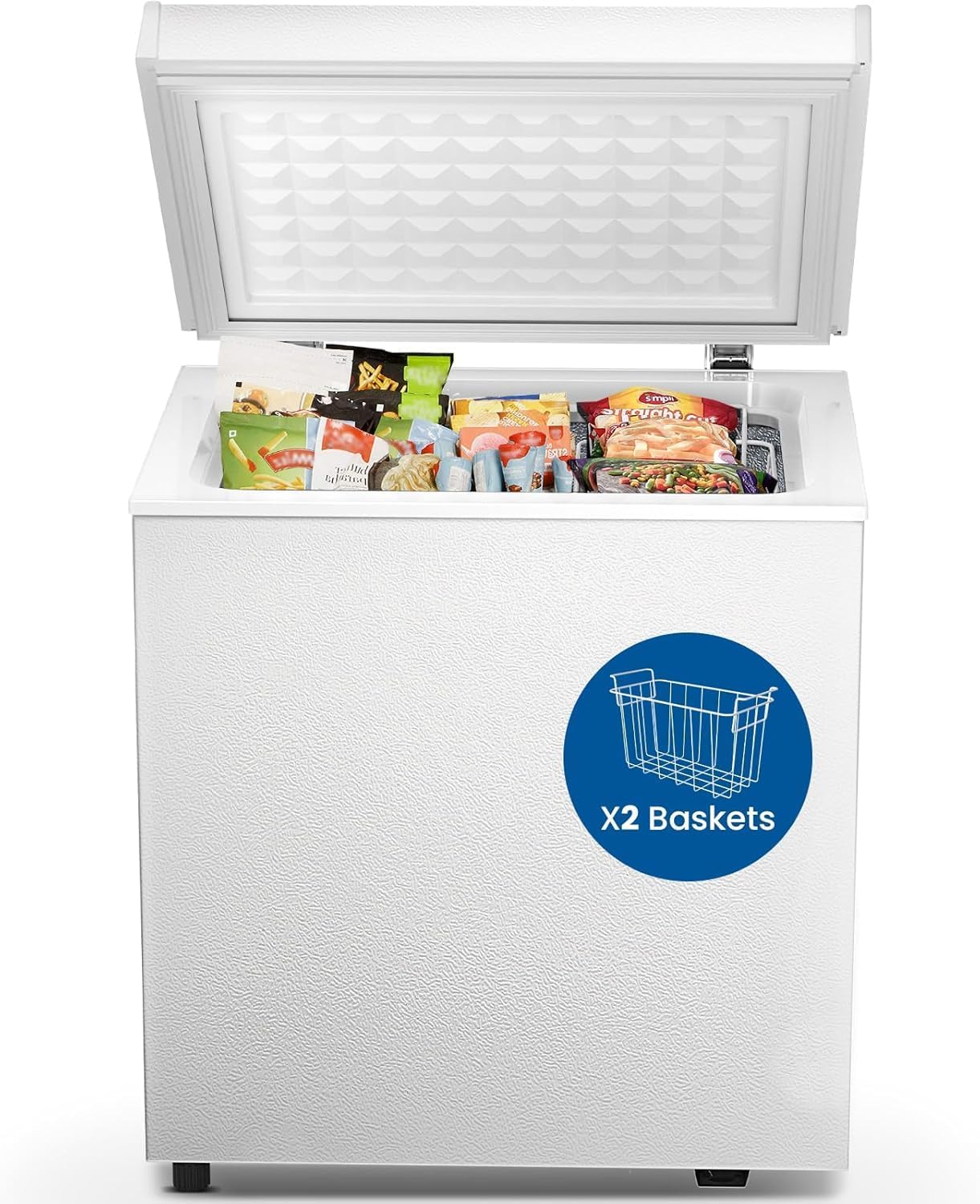 Chest Freezer 1.8 Cubic Feet Compact Freezer with 2 Removable Baskets, Free Standing Top open Door Deep Freezer, Adjustable Temperature for Home Dorm, Bar, Basement, Kitchen