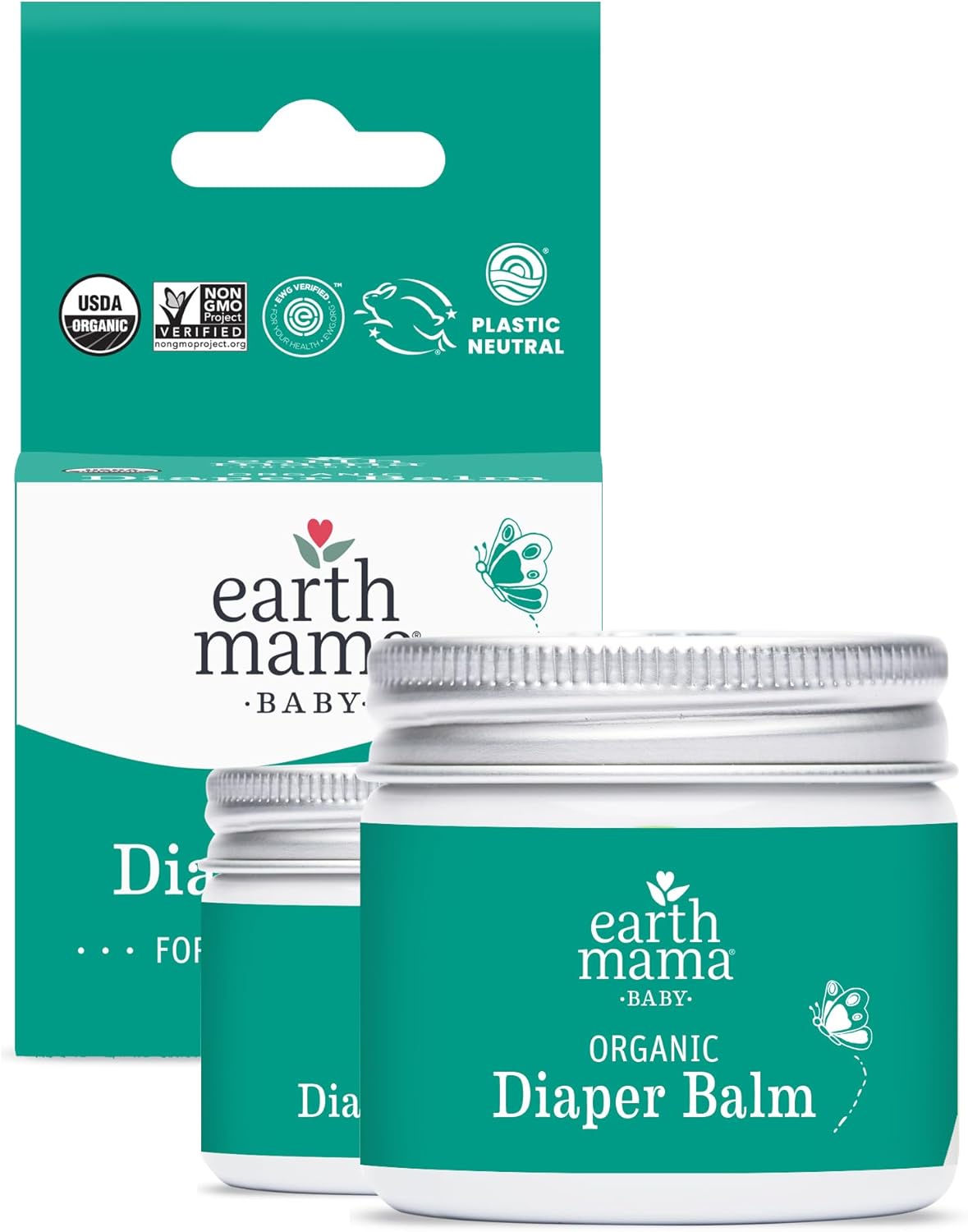 Earth Mama Organic Diaper Balm | Diaper Cream with Calendula | Calm Skin Baby Essentials for Diaper Bag |Multipurpose Baby Ointment, 2-Fluid Ounce (2-Pack)