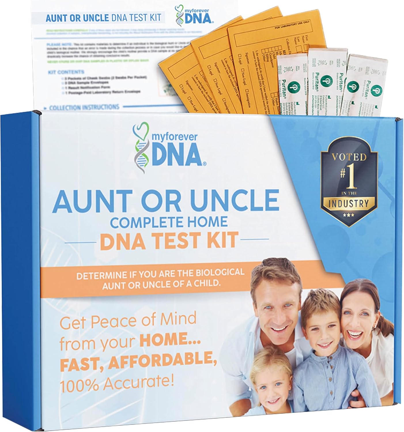 Complete Home (Aunt or Uncle) DNA Test Kit | 46 DNA (Genetic) Marker Test, Unmatched Accuracy | Private & Fast Results | Experience The My Forever DNA Difference