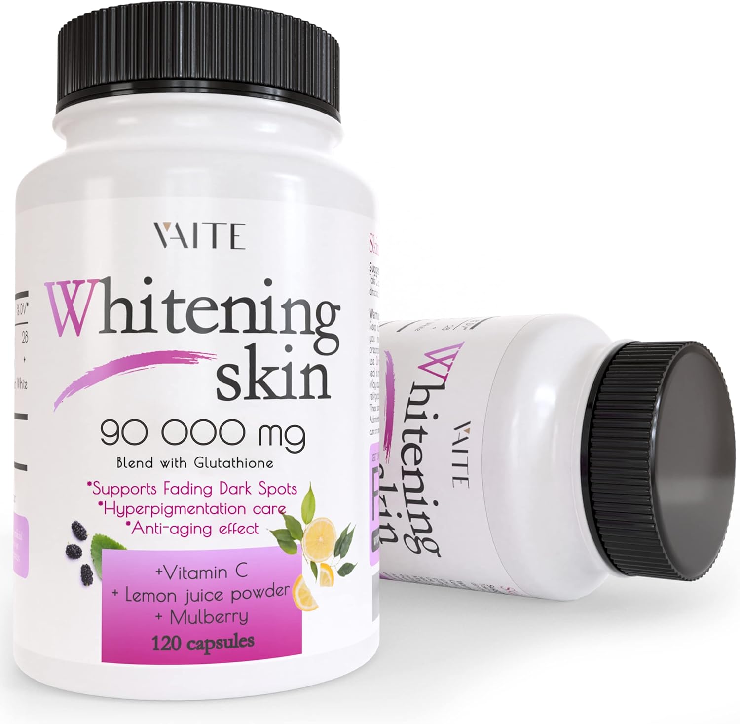 Glutathione Whitening Pills - Dark Spots & Acne Scar Remover - 90000mg - Made in USA - Vegan Skin Bleaching Pills with Anti-Aging & Antioxidant Effect - 120 Capsules