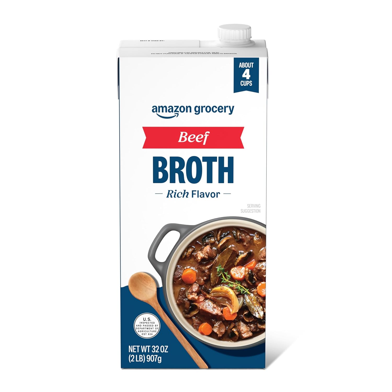 Amazon Grocery, Beef Broth, 32 Oz (Previously Amazon Fresh, Packaging May Vary)