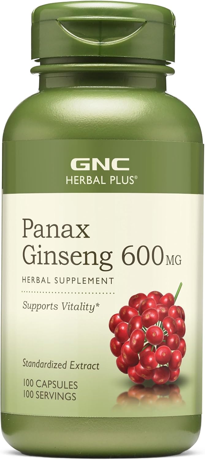 GNC Herbal Plus Panax Ginseng 600mg, 100 Capsules, Supports Vitality