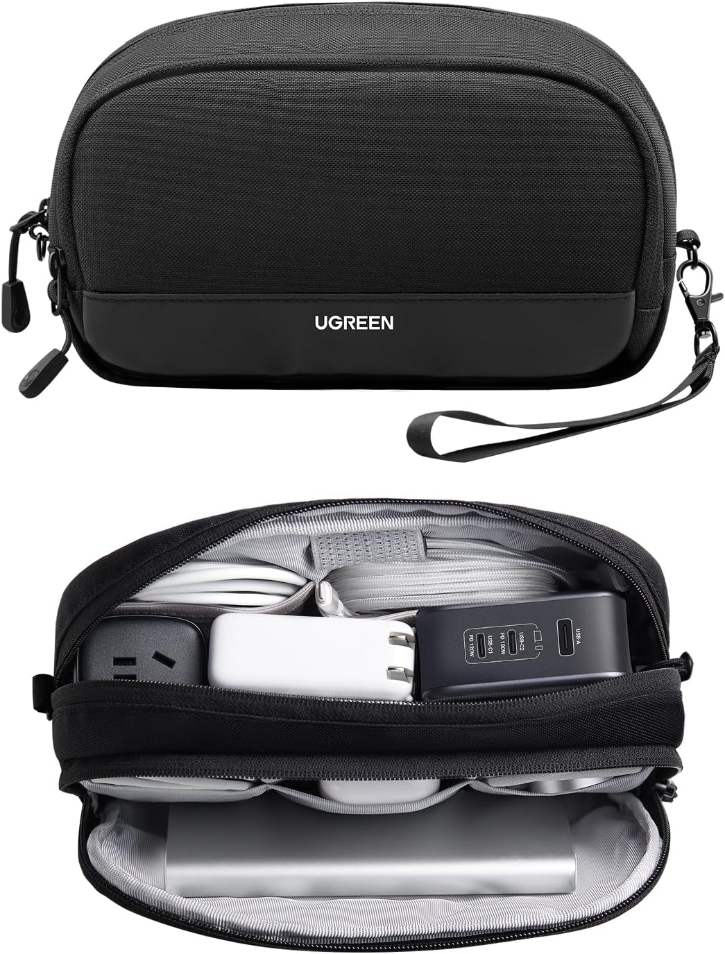 UGREEN Electronics Organizer Travel Case Bag Multifunctional Organizer Carrying Case for Cables, Cord, SD Card, Earbuds, Charger, USB Adapter, Electronic Accessories Medium Size