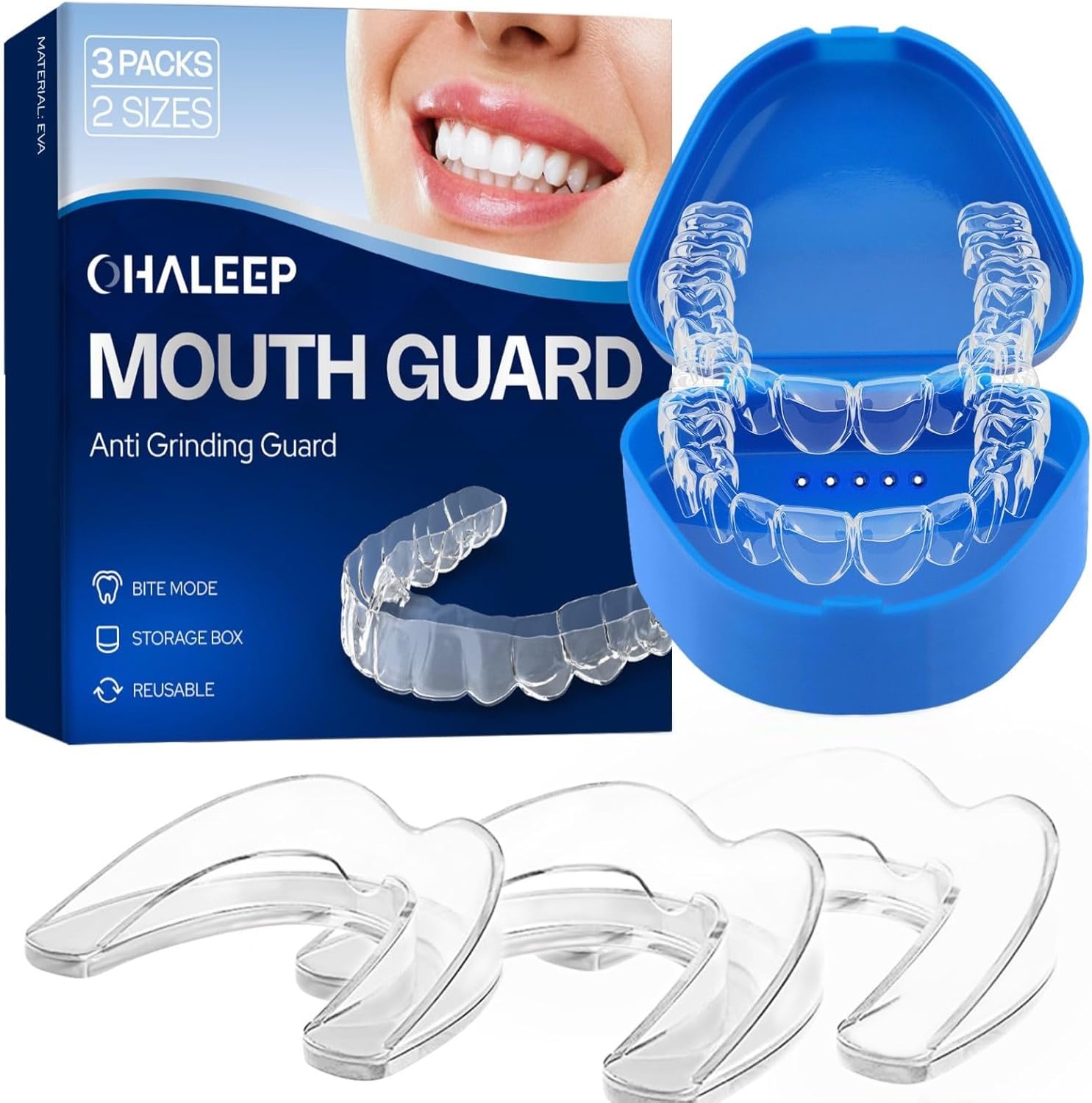 Anti Grinding Mouth Guard for Clenching Teeth at Night, Teeth Grinding Mouthguards for Sleeping, Mouth Guard for Grinding Teeth at Night, Night Guards for Teeth Grinding for Adults