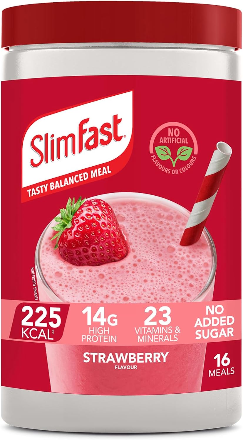SlimFast Meal Replacement Shake Weight Loss & Balanced Diet, Vitamins and Minerals, Low Calorie, High Protein, Strawberry Flavour, 16 servings, 584 g, Packaging May Vary