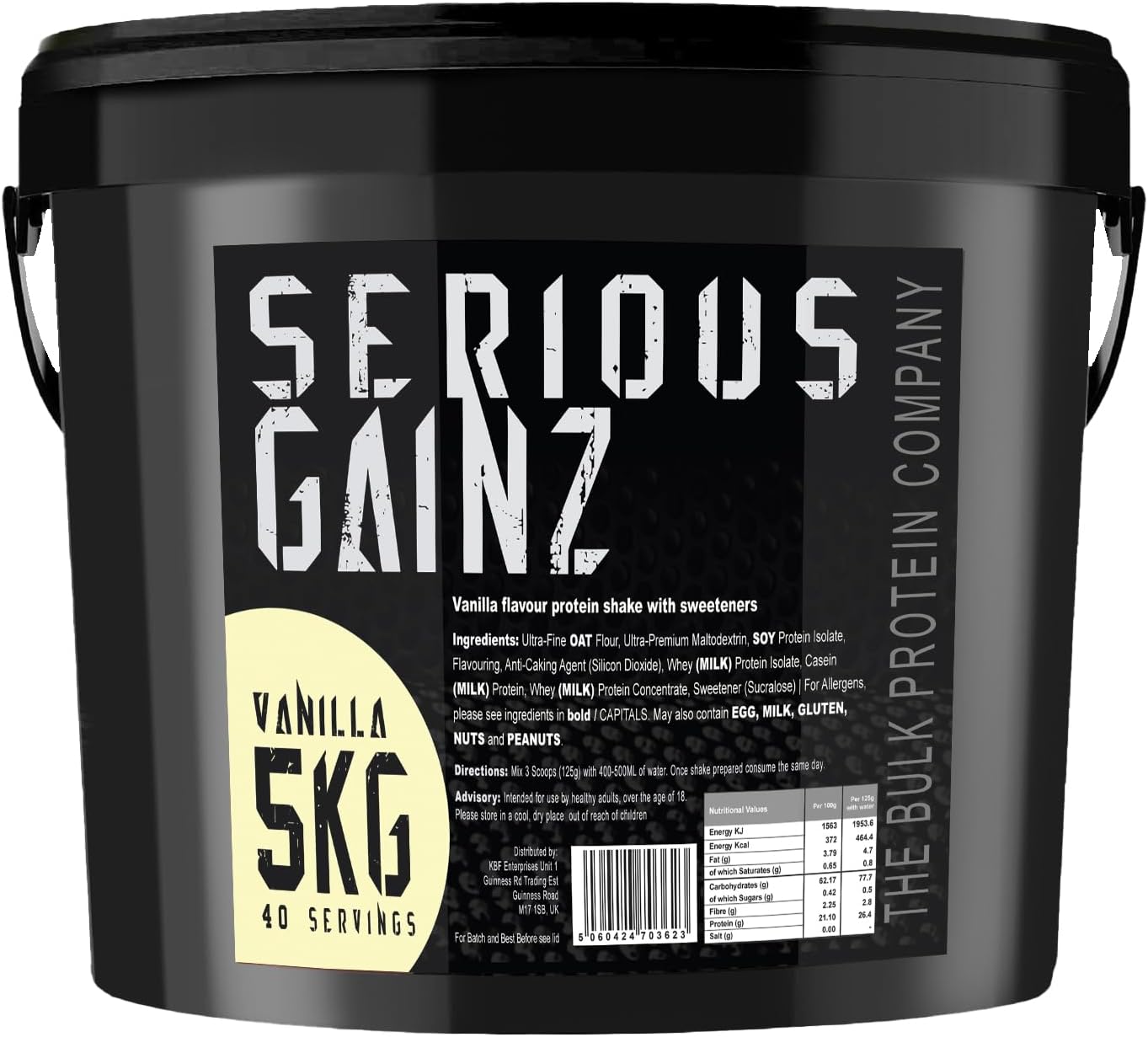 The Bulk Protein Company, SERIOUS GAINZ - Whey Protein Powder - Weight Gain, Mass Gainer - 30g Protein Powders (Vanilla, 5kg)