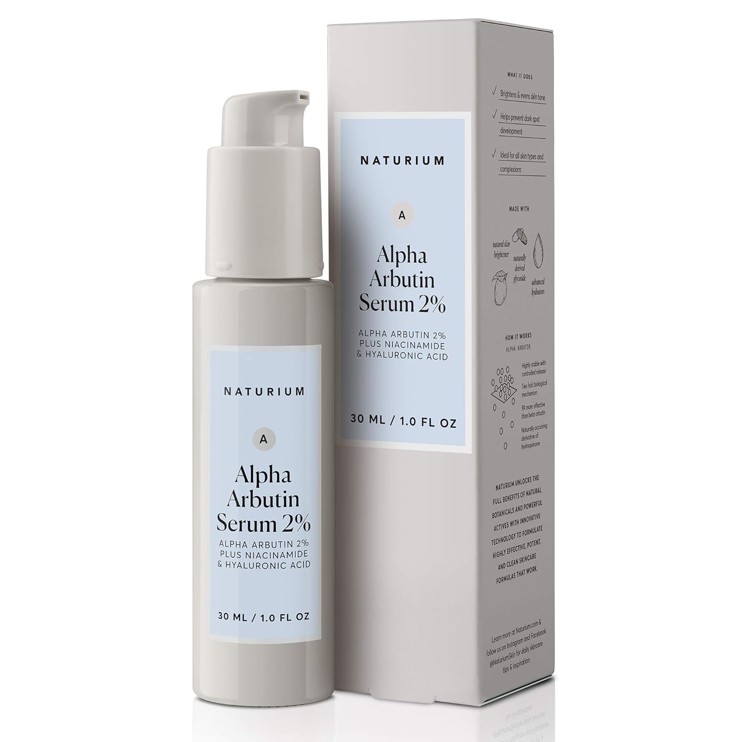 Naturium Alpha Arbutin Serum 2% with Alpha Arbutin, Niacinamide & Lemon, Face & Skin Care, 1 oz