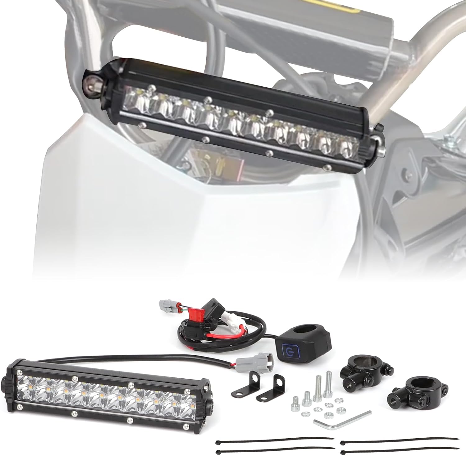 AUTOVIC LED Light Bar Lighting Kit 5 Modes for Honda CRF110 KLX110 TTR110 YZ250F Dirt Bike Front Light Bar Kit Plug and Play Fit for 7/8" Handlebars Pit Bike LED Headlight Kit