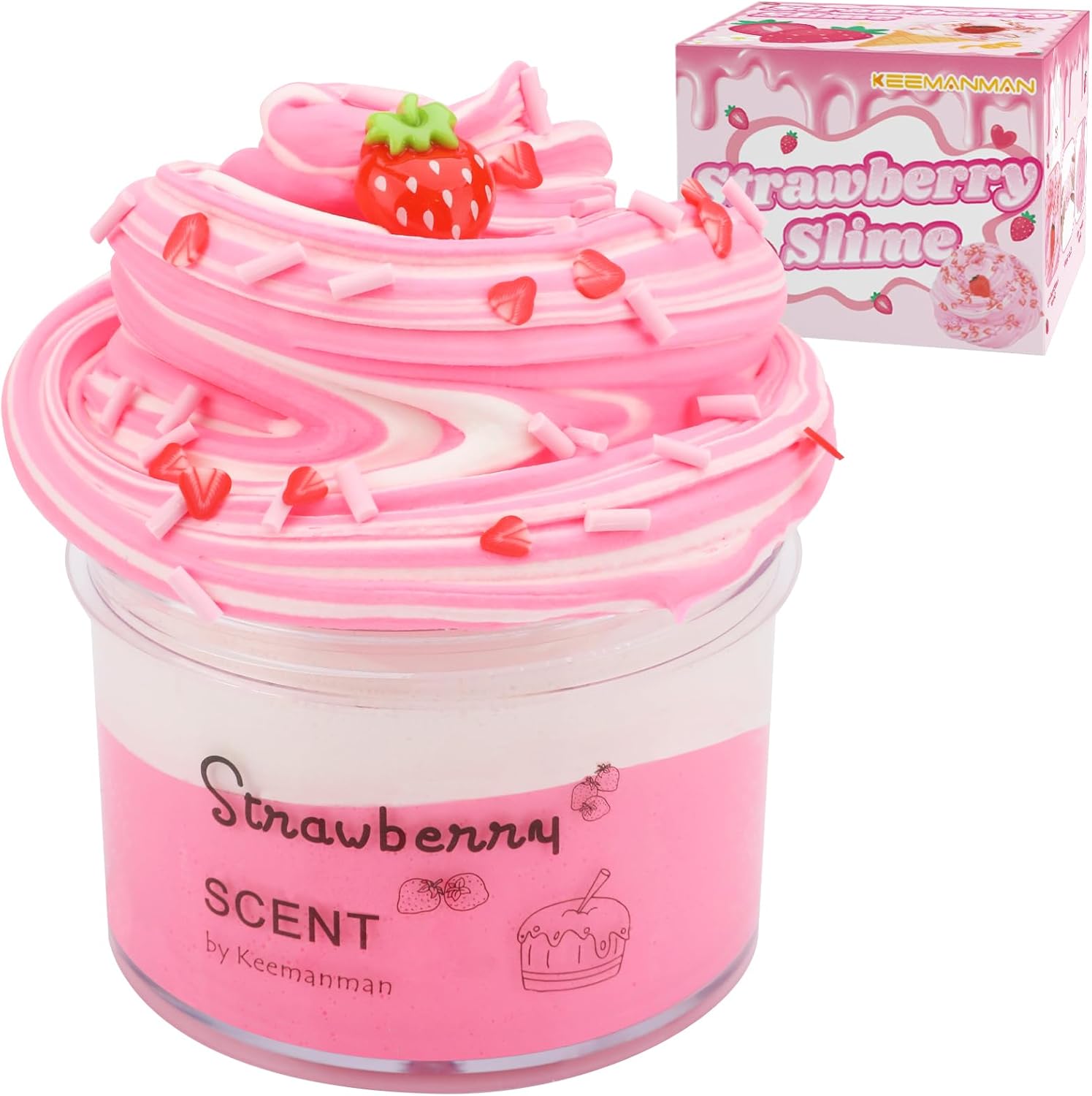 Strawberry Slime, Scented Butter Slime Kit for Girls Boys Kids, Cool Teen Girls Birthday Gifts