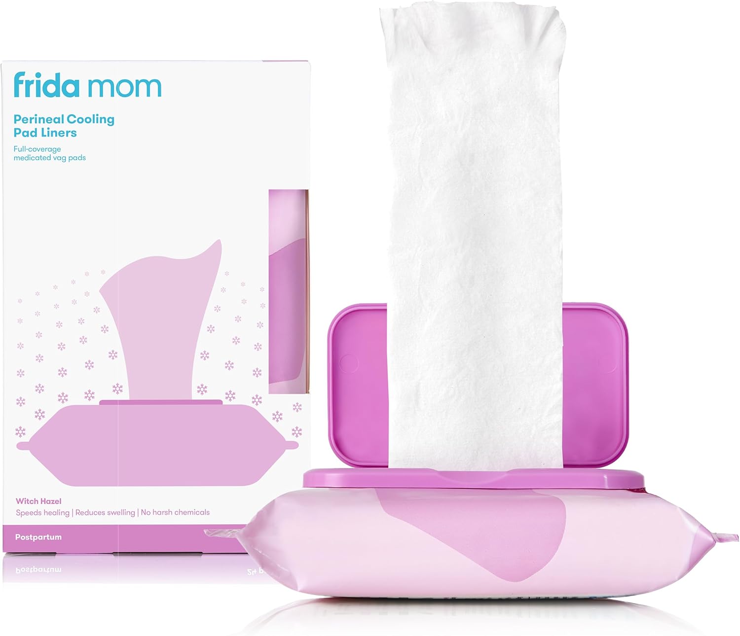 Frida Mom Witch Hazel Perineal Cooling Pad Liners for Postpartum Care, Hospital Bag Essentials for Pain Relief After Birth, Full-Length Medicated Cooling Pad Liners (24ct)