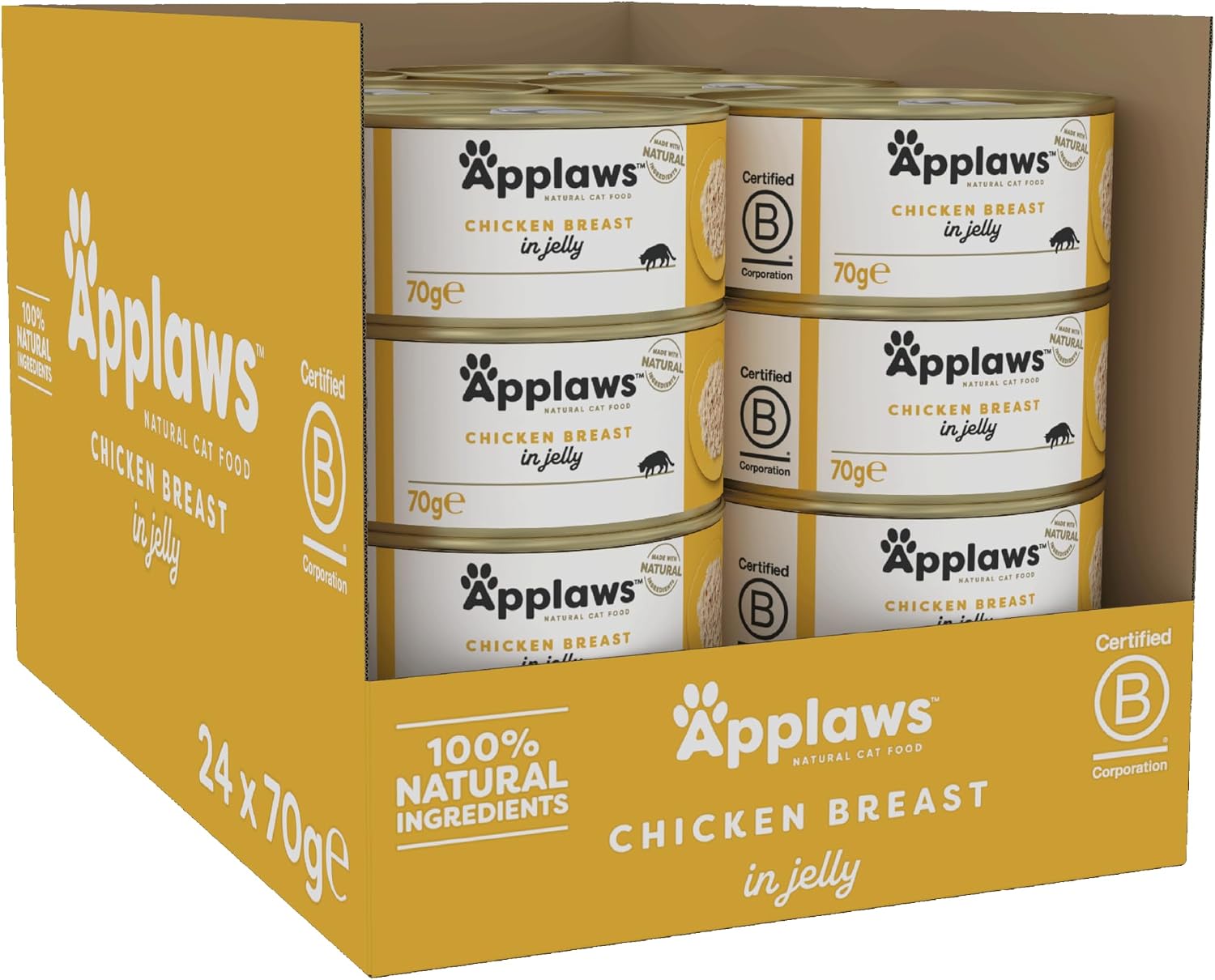 Applaws Natural Wet Cat Food Cans, Chicken Breast in Jelly - 24 x 70g