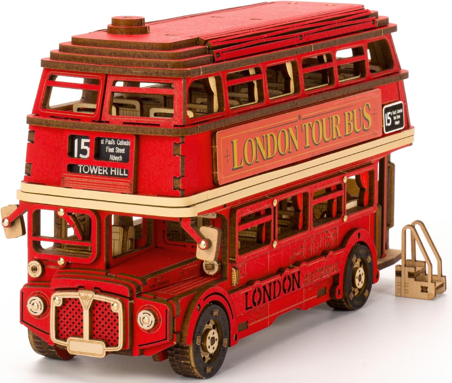 ROBOTIME 3D Puzzle London Tour Bus, Wooden Model Kits for Adults to Build, Wooden Puzzles Home Decor Gift for Adults and Kids