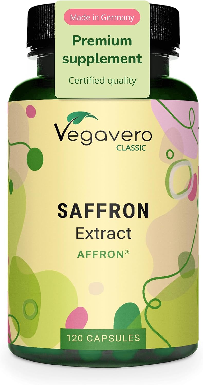Vegavero Saffron Supplement 90 mg | 3.5% Lepticrosaliden | Pure Saffran 3:1 Extract | 120 Capsules | Premium Crocus Sativus | NO Additives | Lab-Tested | Vegan
