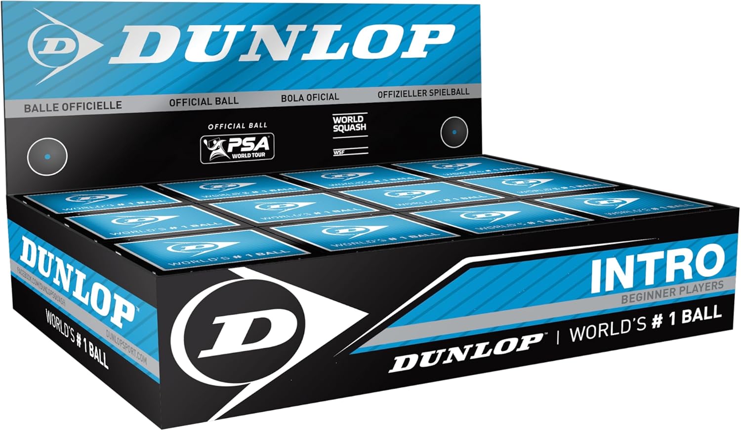 DUNLOP Squash Balls Intro Blue, for Beginners and Hobby Players
