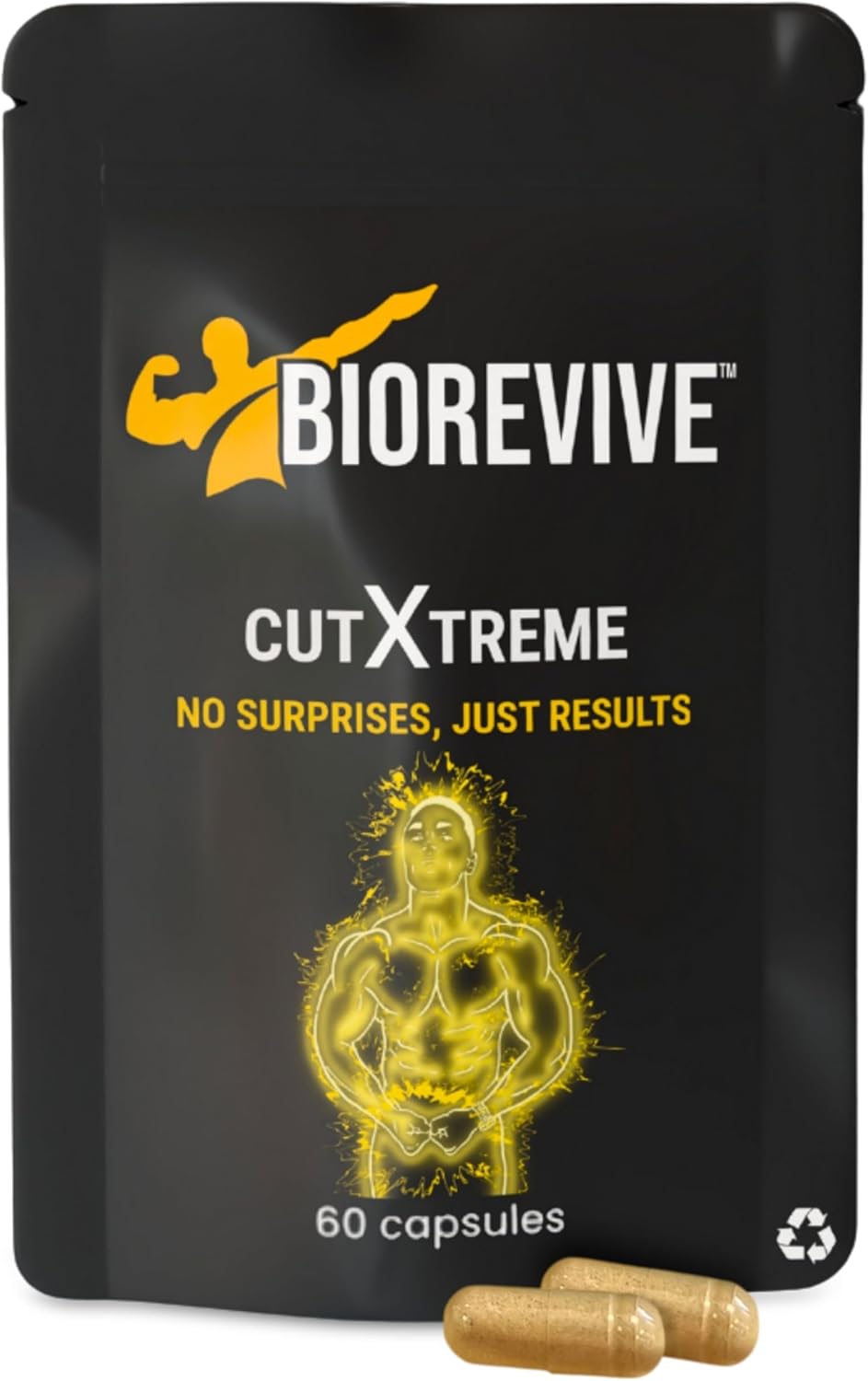 Biorevive Cutxtreme Thermogenic Fat Burner Supplement 780mg Vegan Capsules with L-Carnitine, Green Tea, B Vitamins and Caffeine Energy, Metabolism and Focus Support, Pre Workout for Men and Women