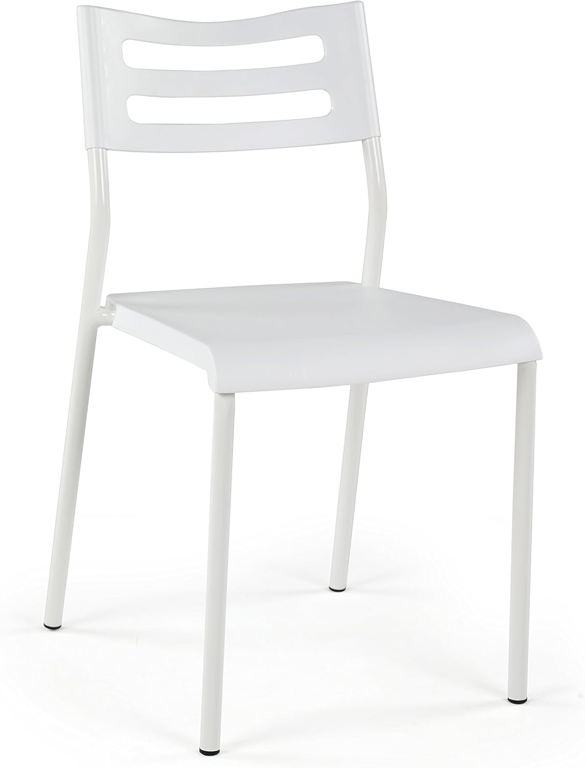Humble Crew Desk Chair no Wheels, White, 16"W x 19"D x 30"H, 200 lbs Max - Lightweight Plastic Chair for Small Spaces - Premium Stackable Minimalist Chair for Office, Dorm, Bedroom, Dining, and More