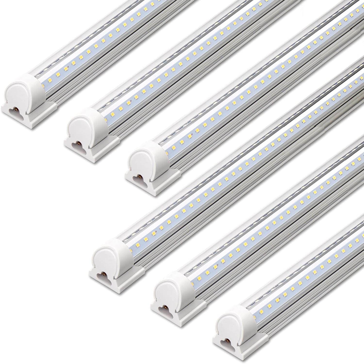 Barrina LED Shop Lights, 40W 5500LM 5000K, 4FT Integrated Fixture, V Shape,T8 Light Tube, Daylight White, Clear Cover, High Output, LED Shop Lights for Garage Warehouse Workshop Basement (Pack of 6)