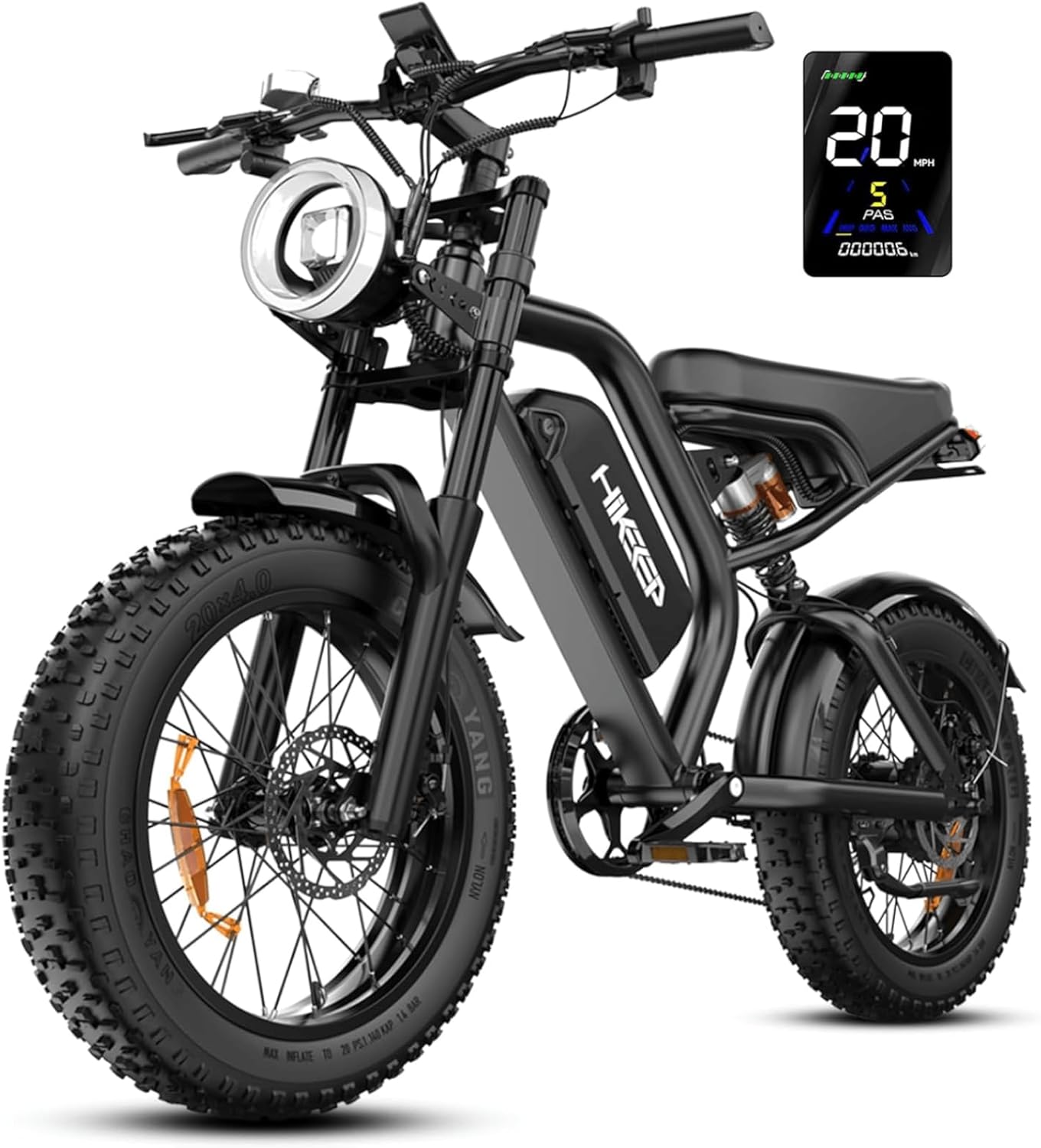Electric Bike for Adults - 20 x 4 Inch Fat Tire, 750W/Peak 1500W Motor, 48V15AH Detachable Battery, 4 Riding Modes Electric Dirt Bike, 7 Speed Electric Motorcycle, 28MPH UL 2849 Certified