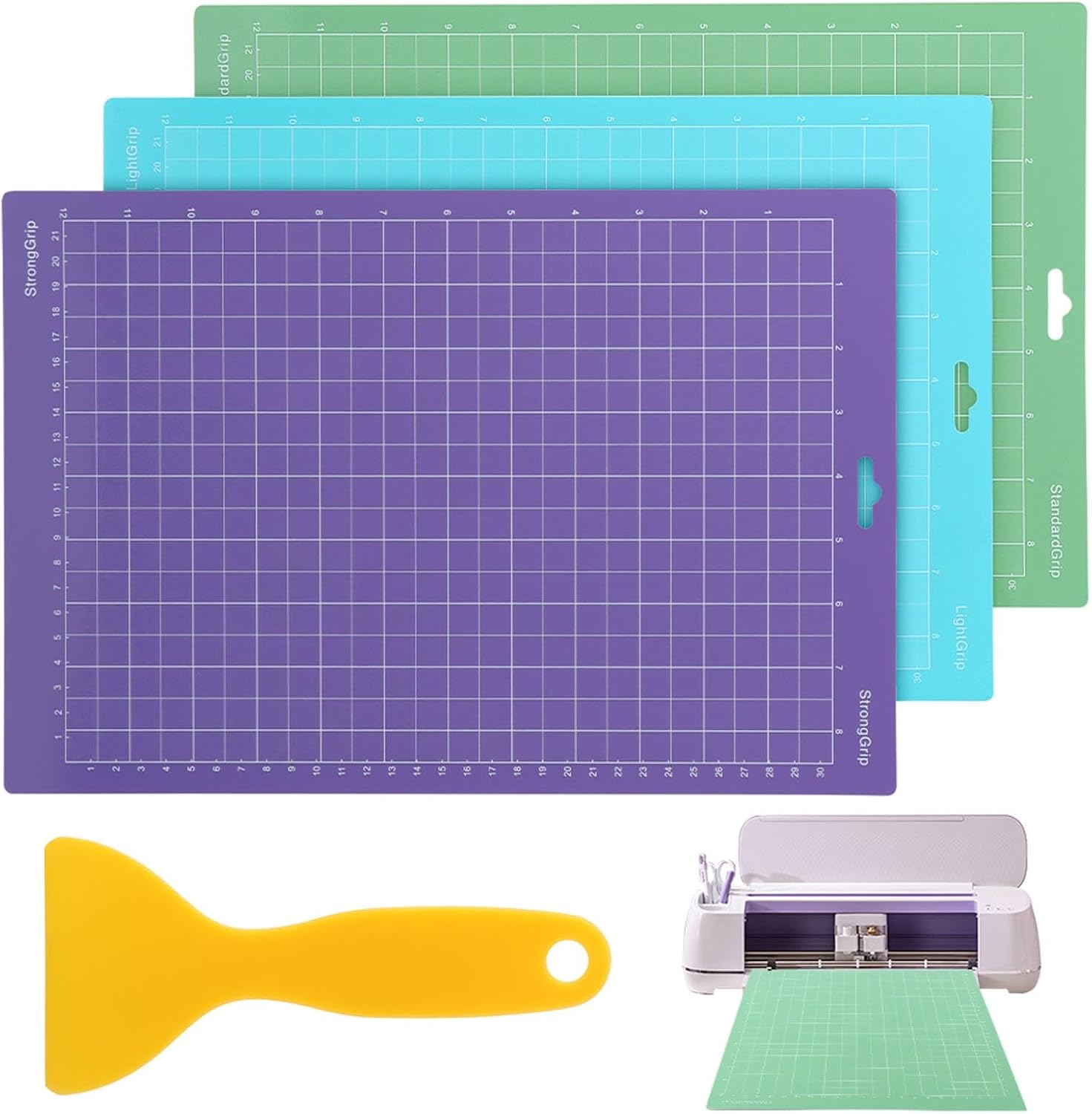 3PCS Cutting Mats for Cri-cut Joy Xtra,13.98x9.45inch Standard Grip Machine Mat,Reusable Cut Mat for Crafts with Scraper,Variety Adhesive Cutting Mats for Cri-cut Joy Xtra