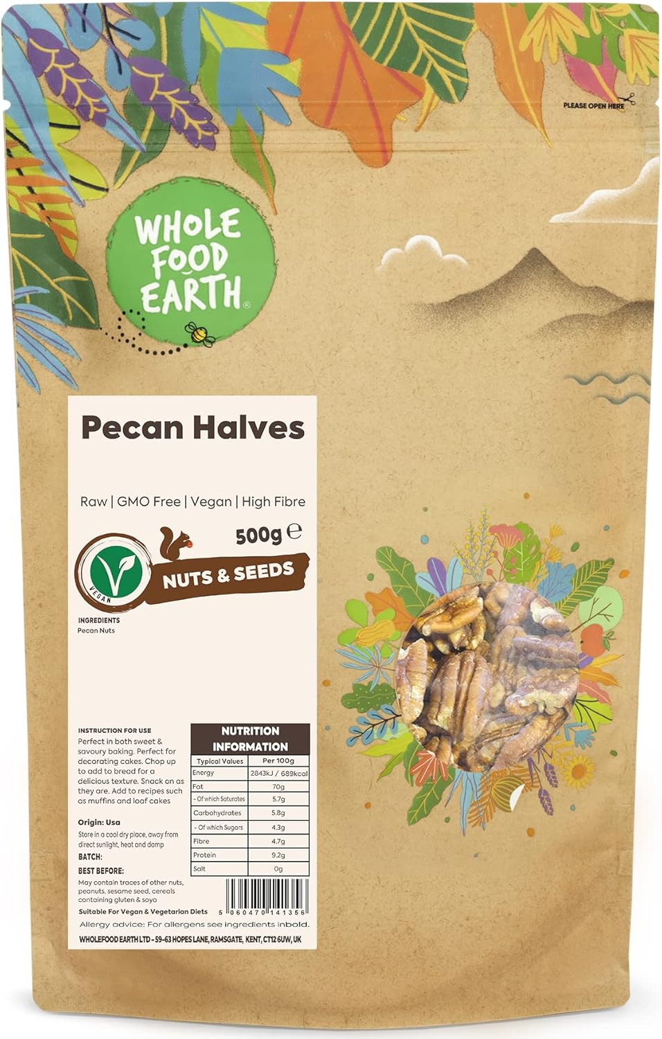 Wholefood Earth - Pecan Halves 500 g