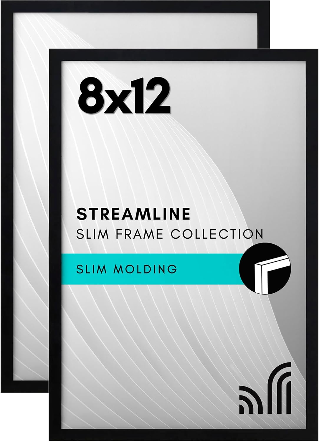 Americanflat 12x8 Photo Frame in Black with Shatter Resistant Glass - Set of 2 - Thin Photo Frame for Wall and Tabletop Display - Hanging Hardware and Easel Back Included