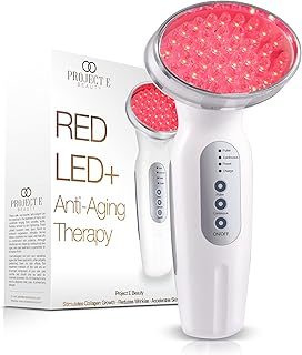 RED LED+ Anti-Aging Therapy by Project E Beauty | Collagen Boosting | Instant Firming and Lifting | Reduces Fine Lines & Wrinkles | Tightens & Tones | Rechargeable & Portable (Red LED Therapy)