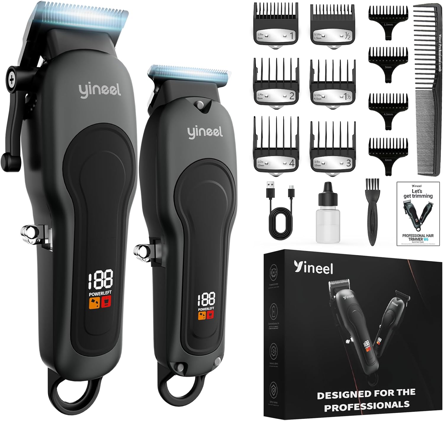 Yineel Hair Clippers Men, Professional Cordless Beard Trimmer and Hair Clippers Set, Rechargeable Trimmer with LED Display, Waterproof Clippers for Hair Cutting, Gift for Men Barber Kid