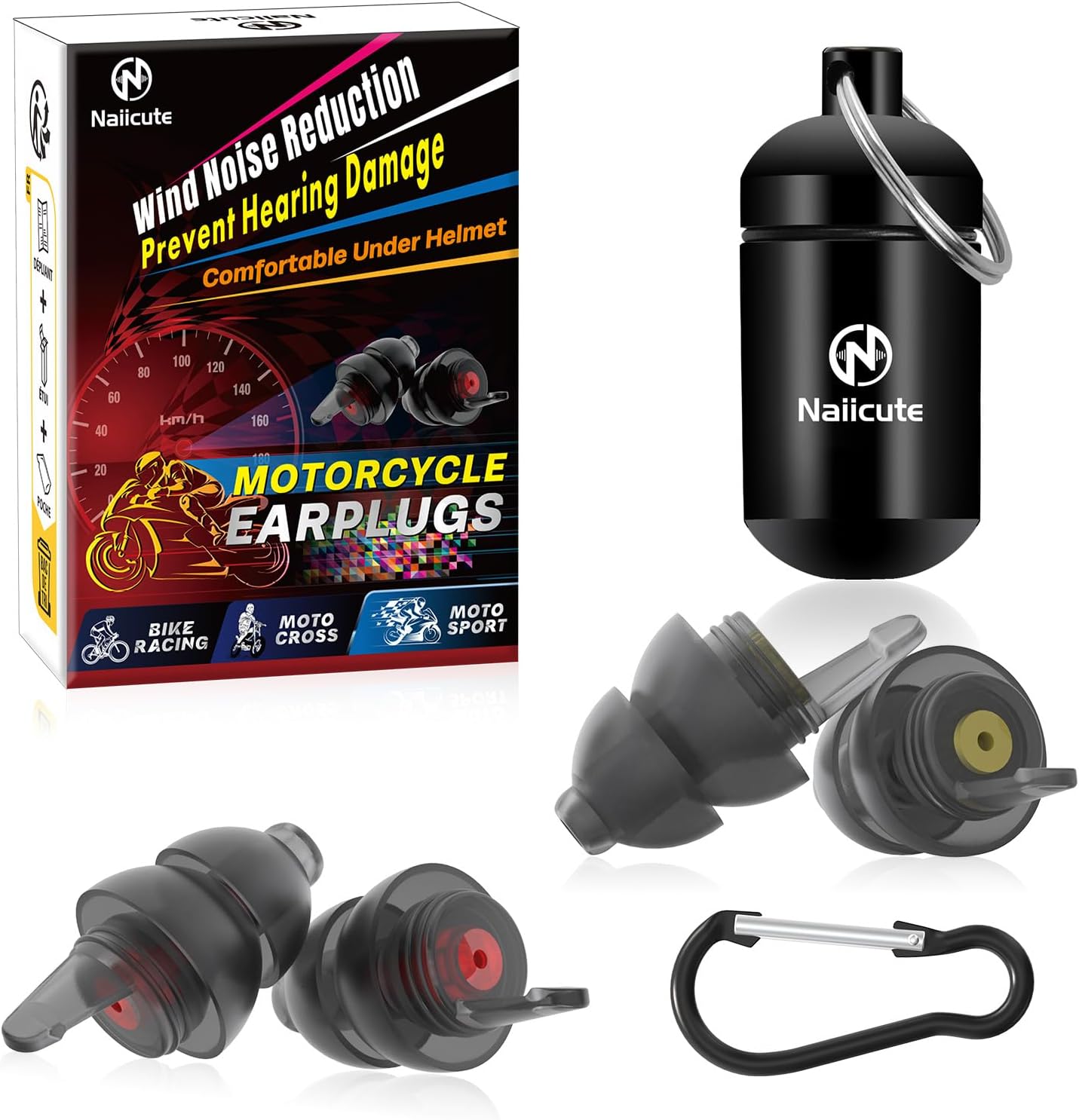 Motorcycle Ear Plugs Wind Noise Reduction 2 Pairs, Prevent Hearing Damage Motorbike Earplugs - Traffic Still Audible, Comfy Reusable Earbuds for Motorsports, Touring, Racing, Work, Biker, Commuting