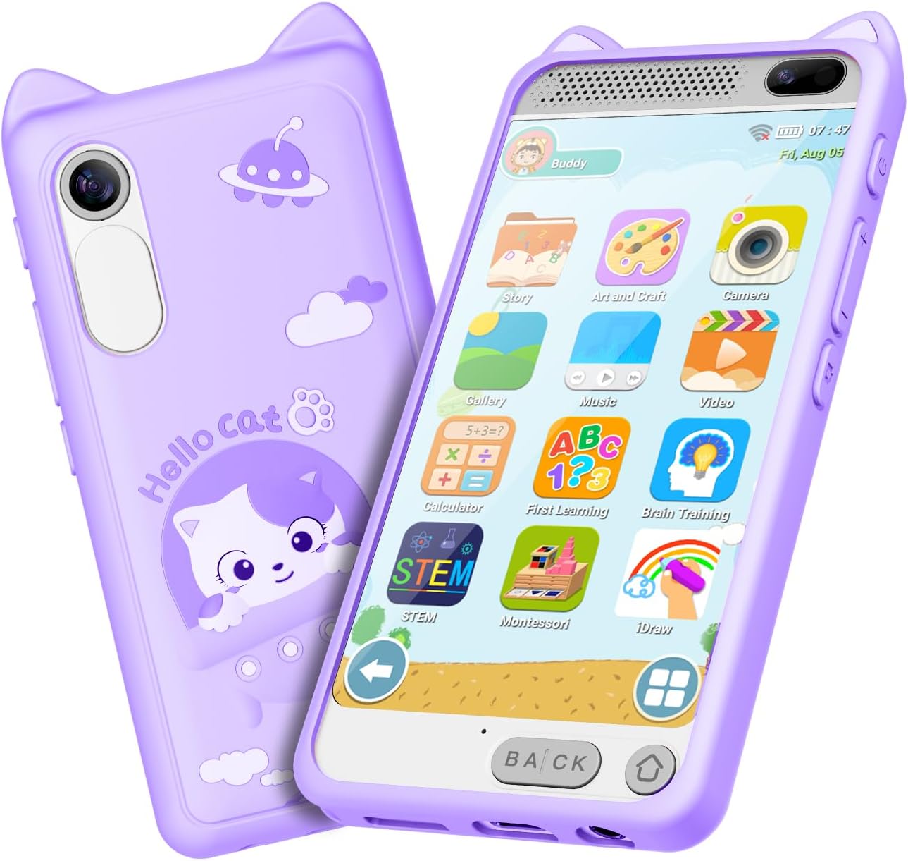 Kids Toy Smartphone, 3.97" Touchscreen HD Dual Camera Kids Toys Phone with Music Player, 2000mA Toddler Toy Learning Phone with Games, Front Camera, Pretend Play Smartphone(Purple)