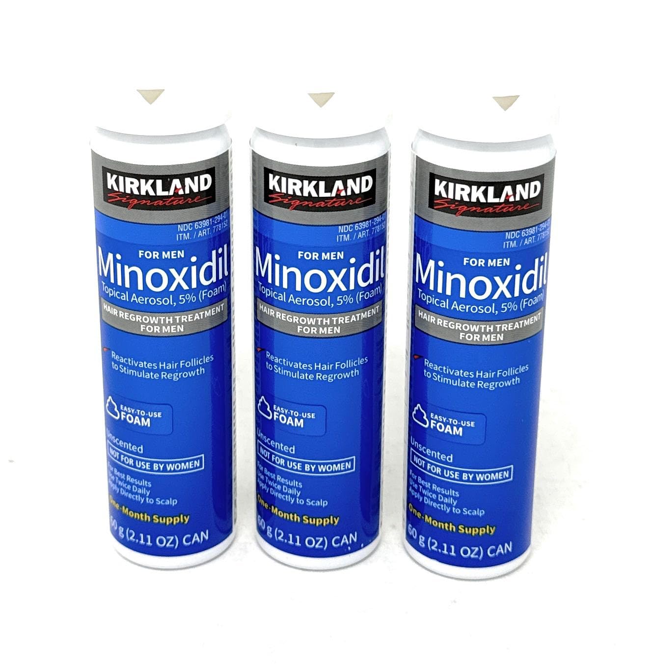 NEW - Kirkland Minoxidil for MEN Hair Growth Treatment Unscented 3 Month Supply Topical Aerosol 5% (Foam), (Compare to Men's Rogaine's Active Ingredient)