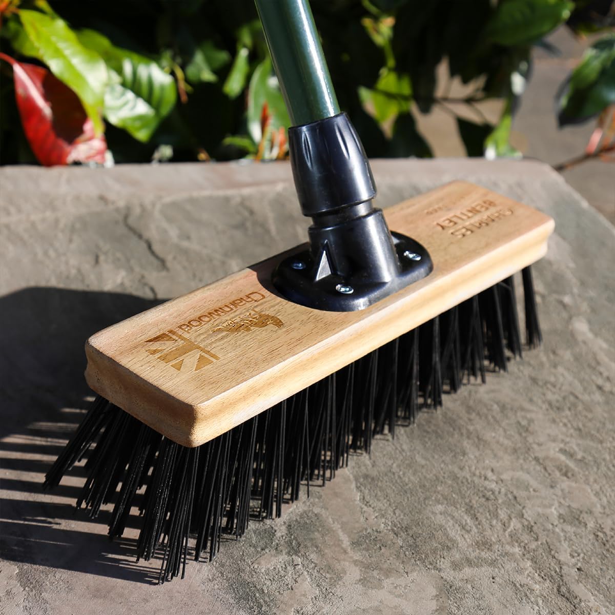 Charles Bentley Charnwood 12" Stiff PVC Broom for Garden & Outdoor Maintenance Premium Brushware Green FSC Wood