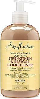SheaMoisture Conditioner 100% Pure Jamaican Black Castor Oil to Intensely Smooth and Nourish Hair with Shea Butter, Peppermint and Apple Cider Vinegar 13 oz