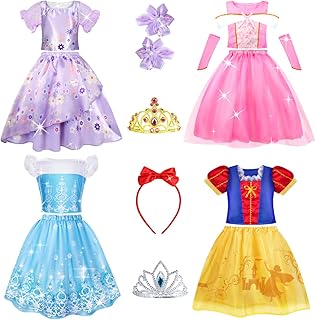 Meland Princess Dress Up - Princess Dresses for Girls with Princess Toys, Dress Up Clothes for Little Girls Pretend Play