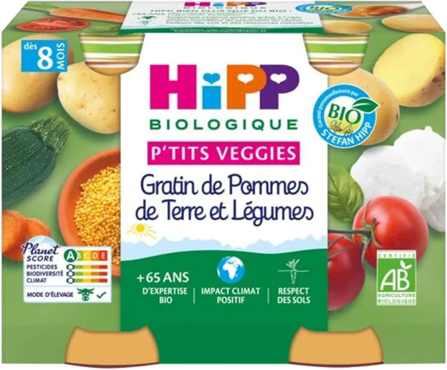 HiPP P'tits Veggies Potatoes and Vegetable Gratin from 8 Months Organic 2 Pots
