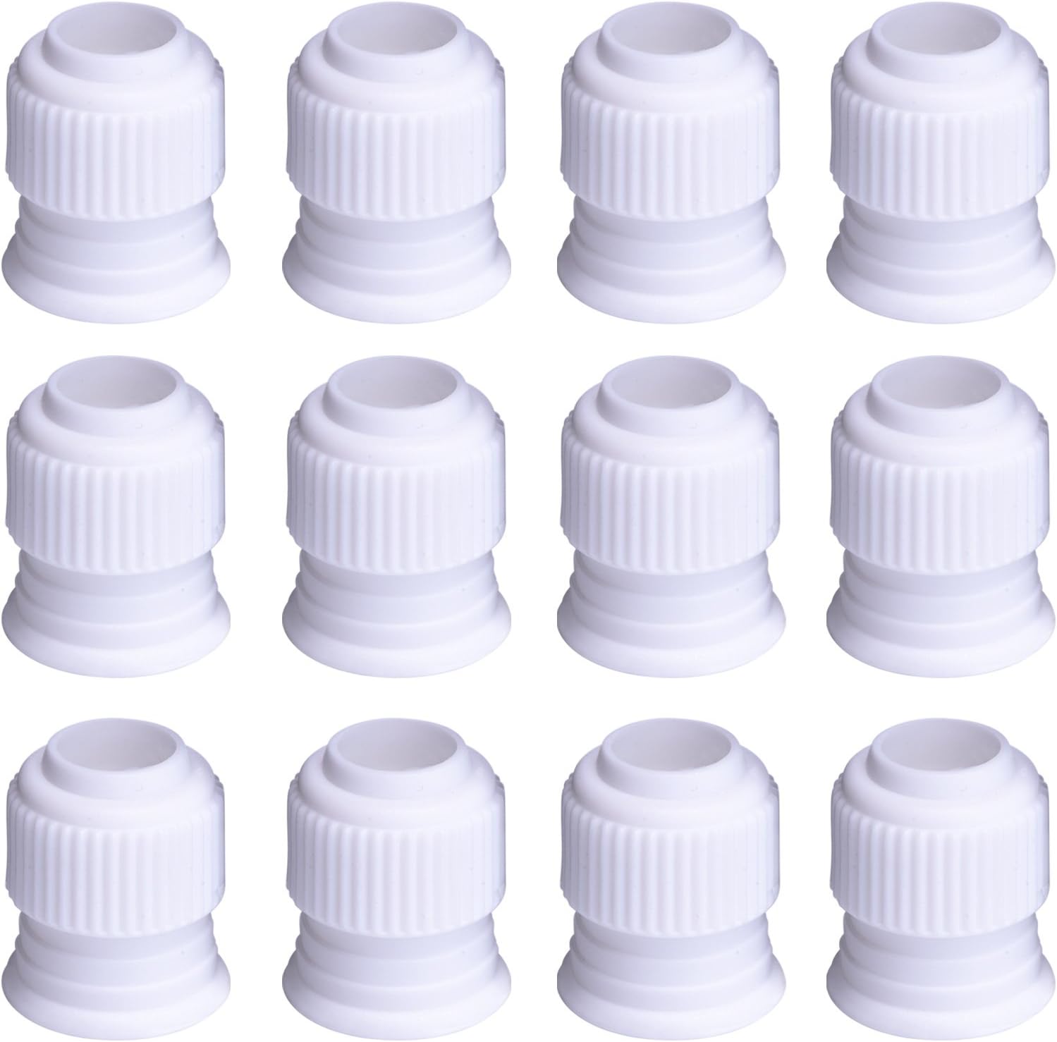 Shappy 12 Pieces Coupler Piping Bag Plastic Standard Couplers Cake Decorating Pipe Tip for Frosting Icing Nozzles (1.2 x 1 Inch)
