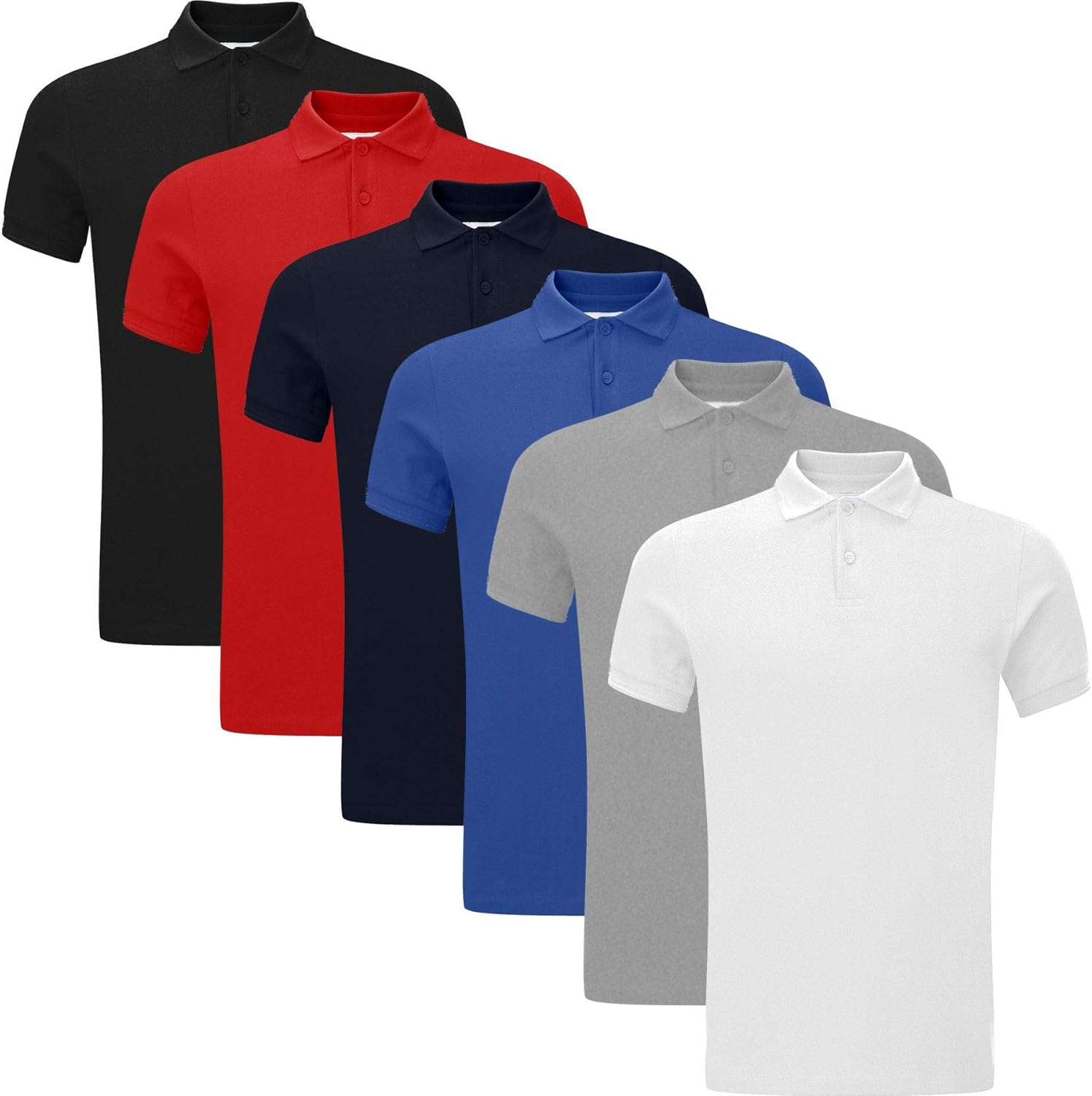 6 Pack Adults Pique Polo Casual Summer/Activewear Tops